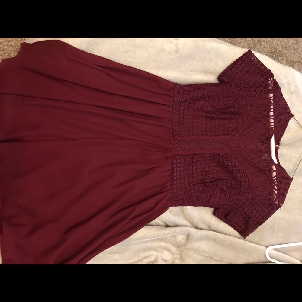 Maroon lace top dress. Never worn